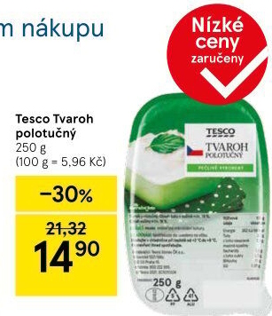Tvaroh polotučný Tesco
