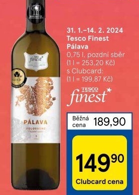 Víno Pálava Tesco Finest - pozdní sběr