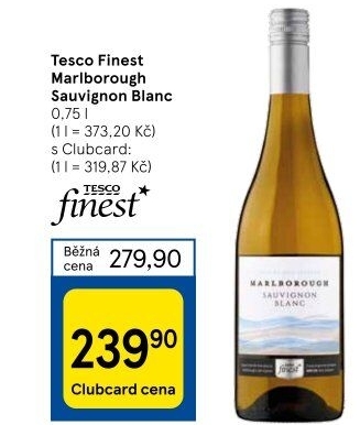 Víno Sauvignon Blanc Marlborough Tesco Finest