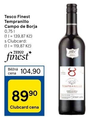 Víno Tempranillo Campo de Borja Tesco Finest
