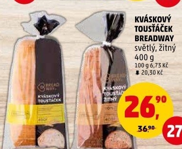 Toustový chléb kváskový žitný Breadway
