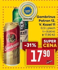 Pivo světlý ležák 12° Patron Gambrinus