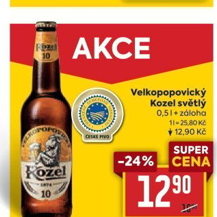 Pivo světlé výčepní 10°Velkopopovický Kozel