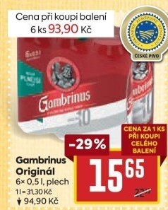 Pivo světlé výčepní Originál 10° Gambrinus
