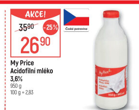 Acidofilní mléko My Price
