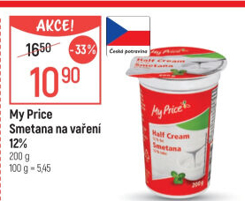 Smetana na vaření My Price 12%