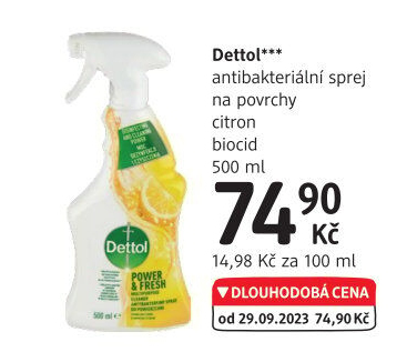 Čistič povrchů antibakteriální ve spreji Dettol