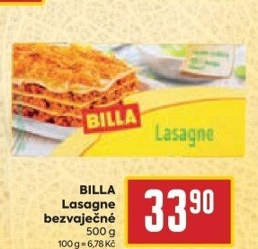 Těstoviny Lasagne Billa