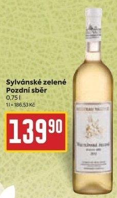 Víno Sylvánské zelené Chateau Valtice - pozdní sběr