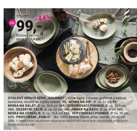 STOLOVÝ SERVIS SÉRIE „GOURMET“