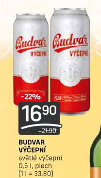 Pivo světlé výčepní Budweiser Budvar