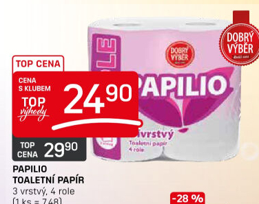 Toaletní papír 3vrstvý Papilio Dobrý Výběr