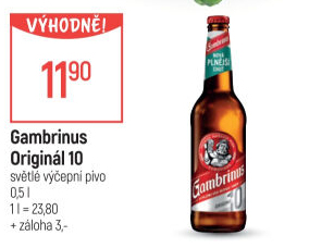 Pivo světlé výčepní Originál 10° Gambrinus