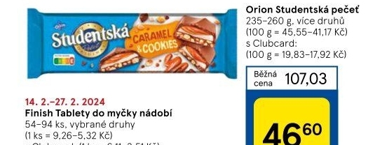 Čokoláda Studentská pečeť Orion