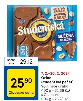 Čokoláda Studentská pečeť Orion