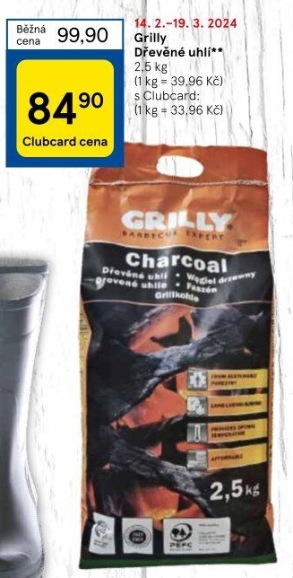 Dřevěné uhlí Grilly
