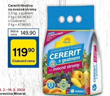 Hnojivo s guánem na ovocné stromy Cererit Forestina