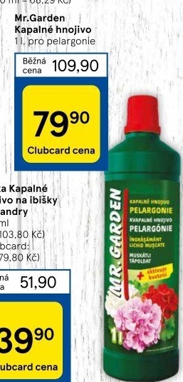 Hnojivo tekuté pro muškáty / pelargonie a balkónové květin Mr. Garden Agro