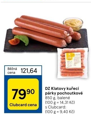 Párky kuřecí pochoutkové DZ Klatovy
