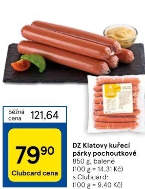 Párky kuřecí pochoutkové DZ Klatovy