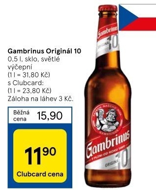 Pivo světlé výčepní Originál 10° Gambrinus