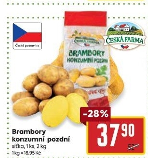 Brambory konzumní pozdní Česká farma