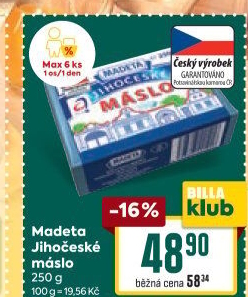 Máslo Jihočeské Madeta