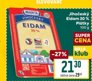 Sýr Eidam Jihočeský 30% Madeta