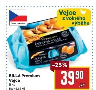 Vejce z volného výběhu Billa Premium