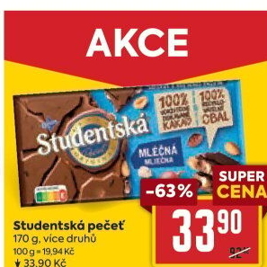 Čokoláda Studentská pečeť Orion