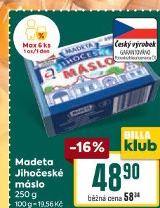 Máslo Jihočeské Madeta