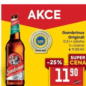 Pivo světlé výčepní Originál 10° Gambrinus