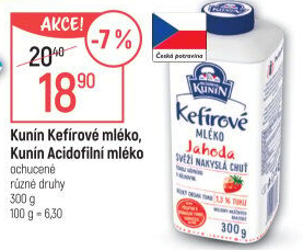 Acidofilní mléko ochucené Mlékárna Kunín