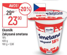 Smetana zakysaná 18% Ekomilk