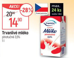 Mléko trvanlivé Pragolaktos - 3,5% plnotučné