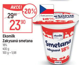 Smetana zakysaná 18% Ekomilk