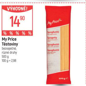 Těstoviny bezvaječné My Price