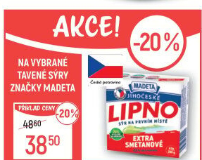 Tavený sýr Jihočeské Lipno Madeta