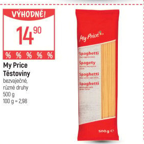 Těstoviny bezvaječné My Price