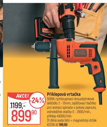 Příklepová vrtačka Black&amp