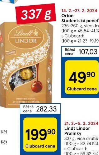 Bonboniéra Pralinky Lindor Lindt