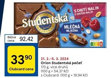 Čokoláda Studentská pečeť Orion