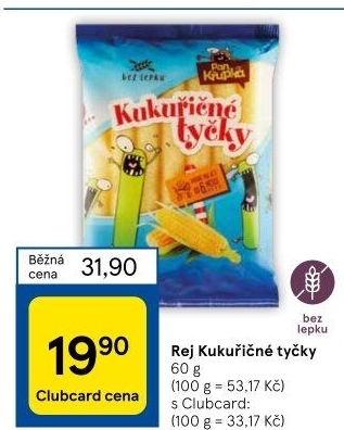 Kukuřičné tyčky bez lepku Rej