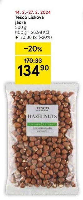 Lískové ořechy Tesco