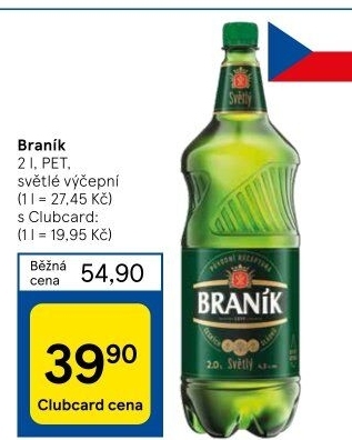 Pivo světlé výčepní 10° Braník