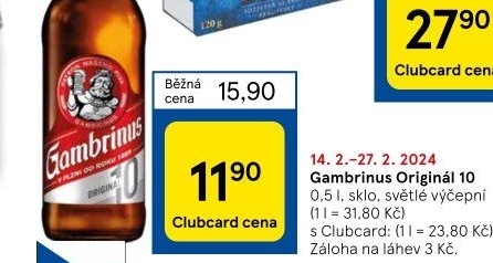 Pivo světlé výčepní Originál 10° Gambrinus