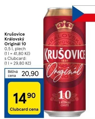 Pivo světlé výčepní Originál Královská 10° Krušovice