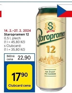 Pivo světlý ležák 12° Staropramen