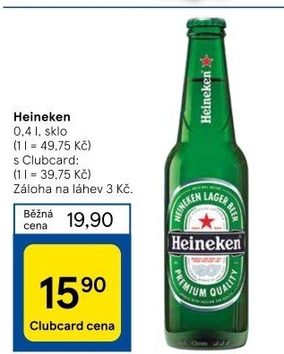 Pivo světlý ležák Heineken