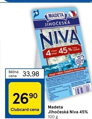 Sýr Niva Jihočeská 45% Madeta
